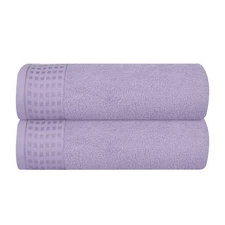 GLAMBURG 2-Pack Oversized Cotton Bath Towels 28x55 Purple Ultra Soft Quick Dry