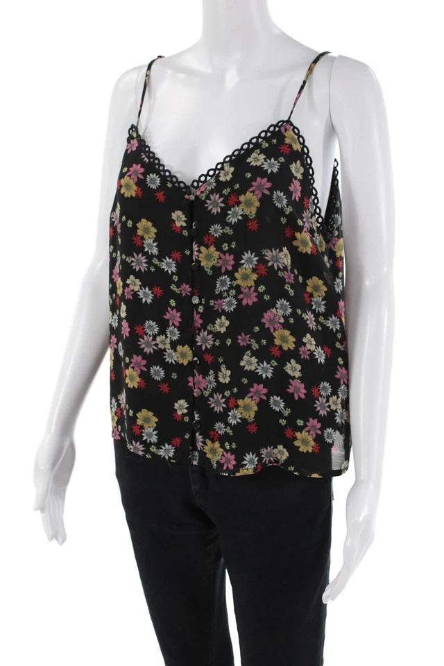 BB Dakota женщин чистый цветочный печать кружева отделки камзол блузка черный размер L - Изображение 2 из 4