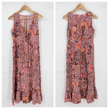 Madewell Lace-Up Ruffle-Hem Midi Dress in Bali Blooms Style AO273 Size 2