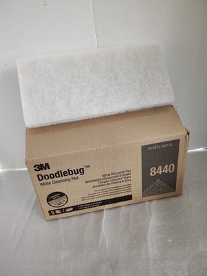 5 Pack 3M Doodlebug 8440 White Cleansing Pad light-duty cleaning 10 x 5  X  1 