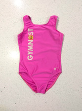 HAPPY GYMNAST Destira Gymnastics Dance Leotard Child Medium NEON HOT PINK Emoji