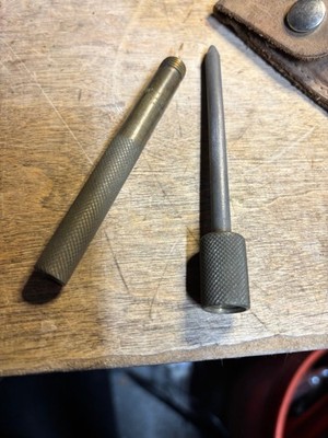 Vtg. EZE-LAP Diamond Model ''M'' Sharpening Rod, Brass Handle & Belt Sheath. USA