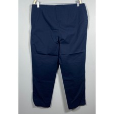 Lands' End Slim Leg Trousers Womens 16 Navy Blue Mid Rise Pants Preppy Cropped