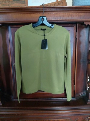 Massimo Dutti Womens Sweater S Pea Green Wool Blend Pullover Light  5612/520 NWT