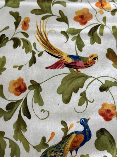 TEA TIME Tropical Bird Cotton Fabric  QSQ Hoffman Hancock Peacocks Parrots BTY - Picture 6 of 9