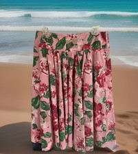 Talbots 8 Pink Floral Garden Party Feminine Romantic Cottagecore Midi Skirt