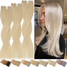 Tape In Extensions 100 Remy Human Hair Skin Weft Thick Russian Full Head 60Pcs