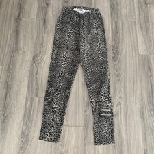 Diane Gilman DG2 Black/Grey Animal Print Elastic Waist Pants Sz ST
