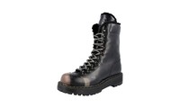 Prada Leder Schaf Fell Combat Boots Stiefelette Stiefel Schwarz Neu - 36 36,5
