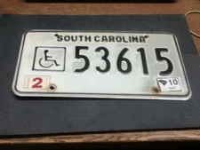 License Plate Tag South Carolina SC Wheelchair 2010 53615 Vintage Rustic