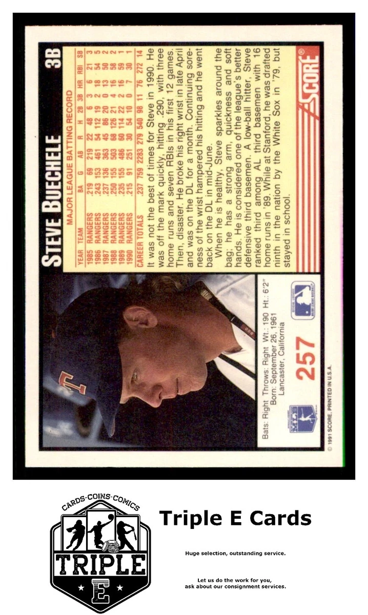 Steve Buechele - Rangers #257 Score 1991 Baseball Trading Card
