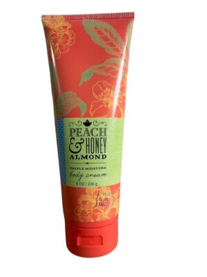 Bath & Body Works Peach & Honey Almond Triple Moisture Body Cream, 8 oz Tube New