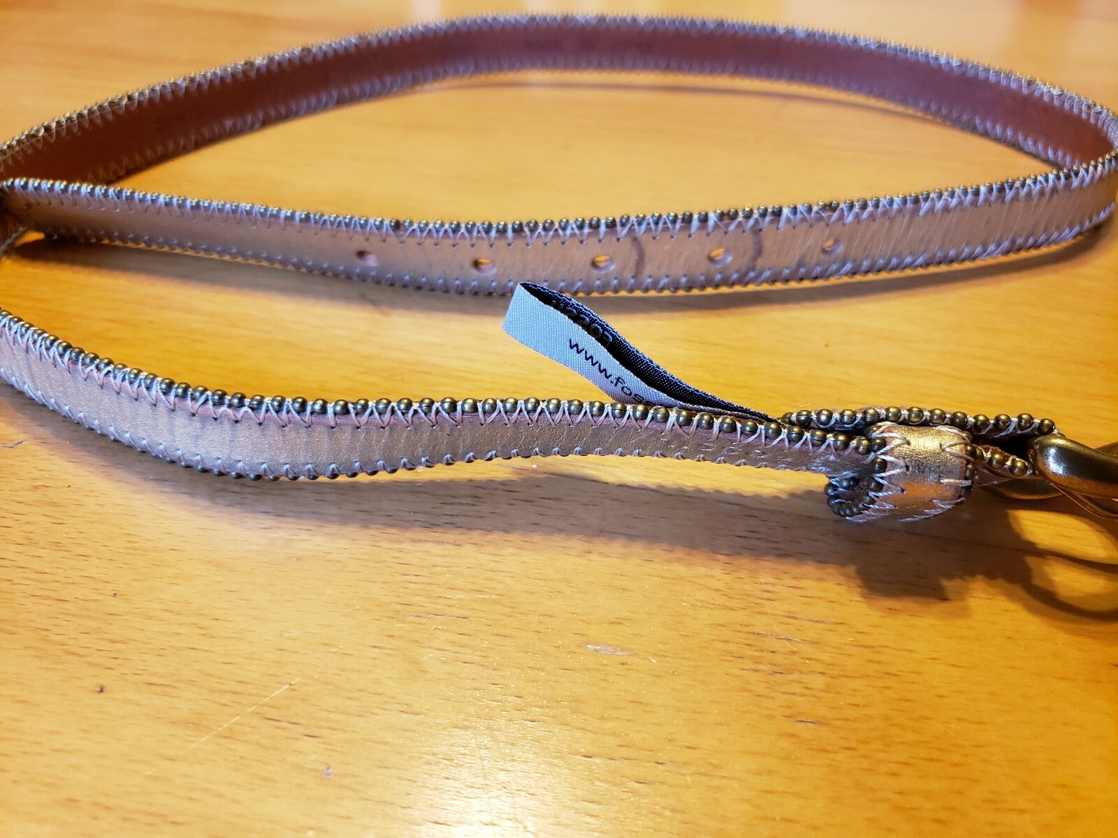 Fossil women's belt size Small Shotbead antique gold beads leather 1