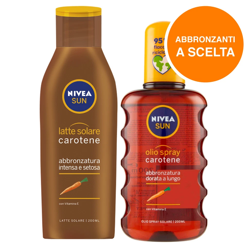 Nivea Sun Abbronzante al Carotene con Vitamina E Antiossidante da 200ml a Scelta