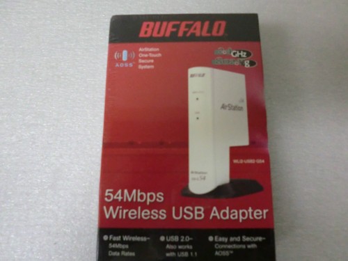 Buffalo Wireless USB Adapter 54 Mbps WLI2-USB2-G54 Airstation AOSS - New/Sealed - 第 1/6 張圖片