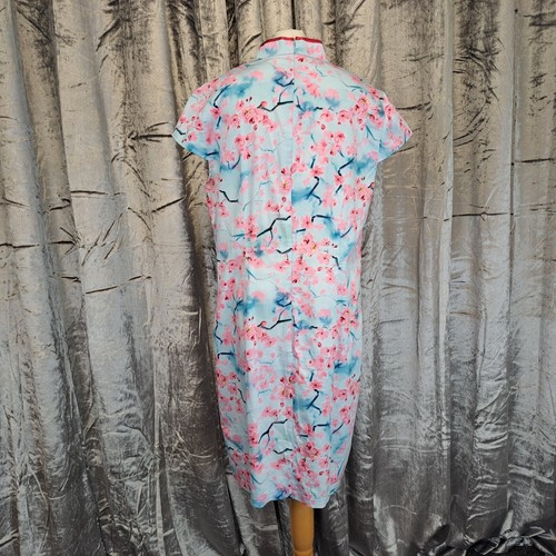 Joe Browns Mandarin Dress 18 Blue Pink Floral Knee Length Stretch - Picture 10 of 12