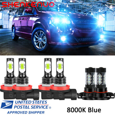 6x 6000K White LED Headlight & Fog Light Kit For Dodge Grand Caravan 2011-2019 – H11 & 5202 Bulbs