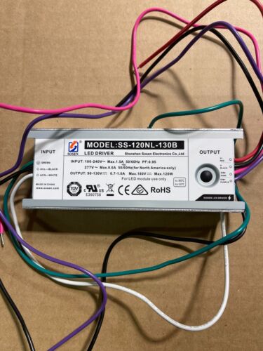 1-PC SOSEN SS-120NL-130B LED DRIVER 120W 100-277V Input 90-130V OUTPUT 0.7-1.0A - Picture 2 of 4