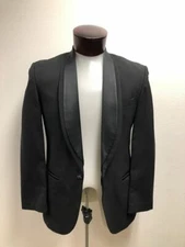 One Button  Black Double Shawl Lapel tuxedo jacket