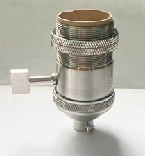 NEW: VINTAGE STYLE POL NICKEL BRASS PADDLE  MEDIUM BASE LAMP SOCKET UNO THREADS