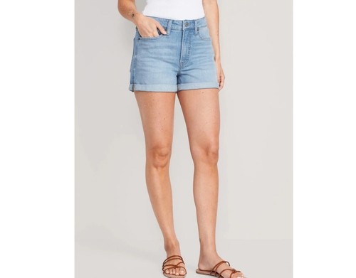 Women’s Old Navy OG Straight Cuffed Jean Shorts High Rise 3” Inseam Size 20 - Picture 2 of 3