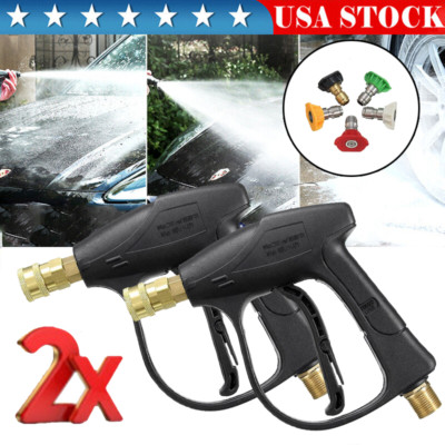 1/4'' High Pressure Washer Gun 4000 PSI Car Wash Foam Spray Short Wand w/5 Nozzle