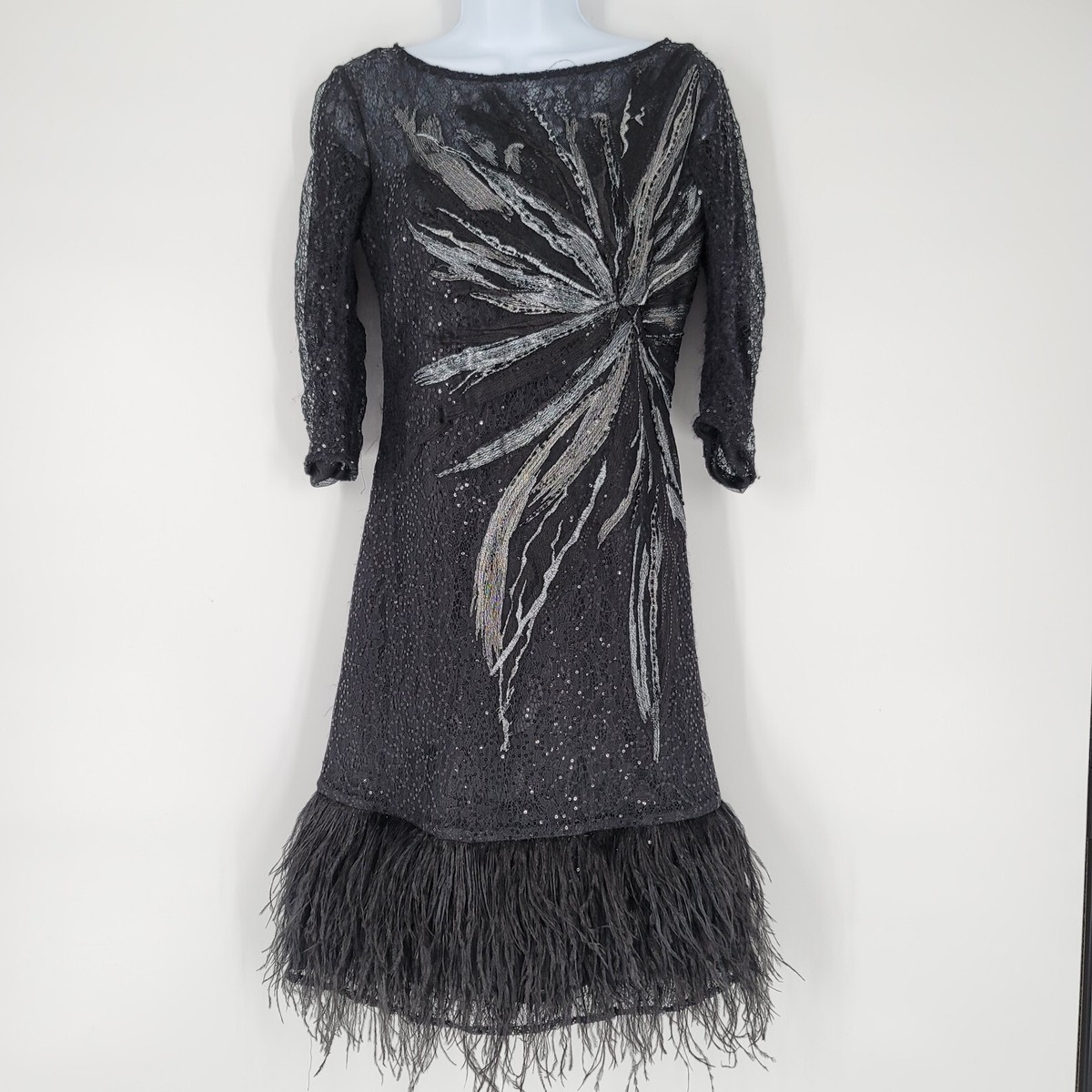 teri jon sequin dress Teri Jon Floral Sequin Embroidered Tulle Strapless Dress