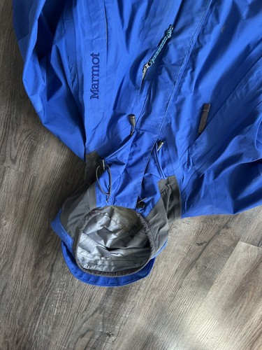 Marmot Gore XCR Rain Jacket Mens Large Blue Hooded Vented Raincoat Outdoors - Picture 3 of 11