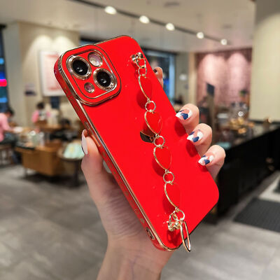 For iPhone 16 17 Pro Max 13 12 Cute Strap Shockproof Women Slim Phone Case Cover