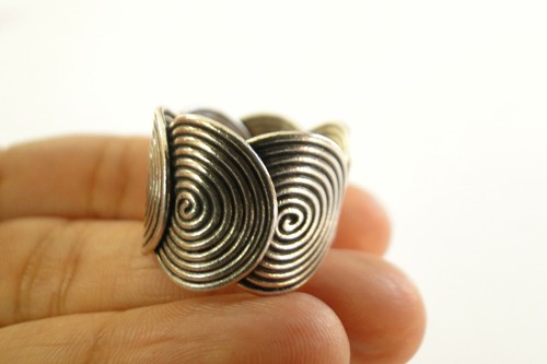 Thai Hill Tribe Multi Spiral Motif No Stone Sterling Silver Band Ring Size 8 9 - Picture 2 of 4
