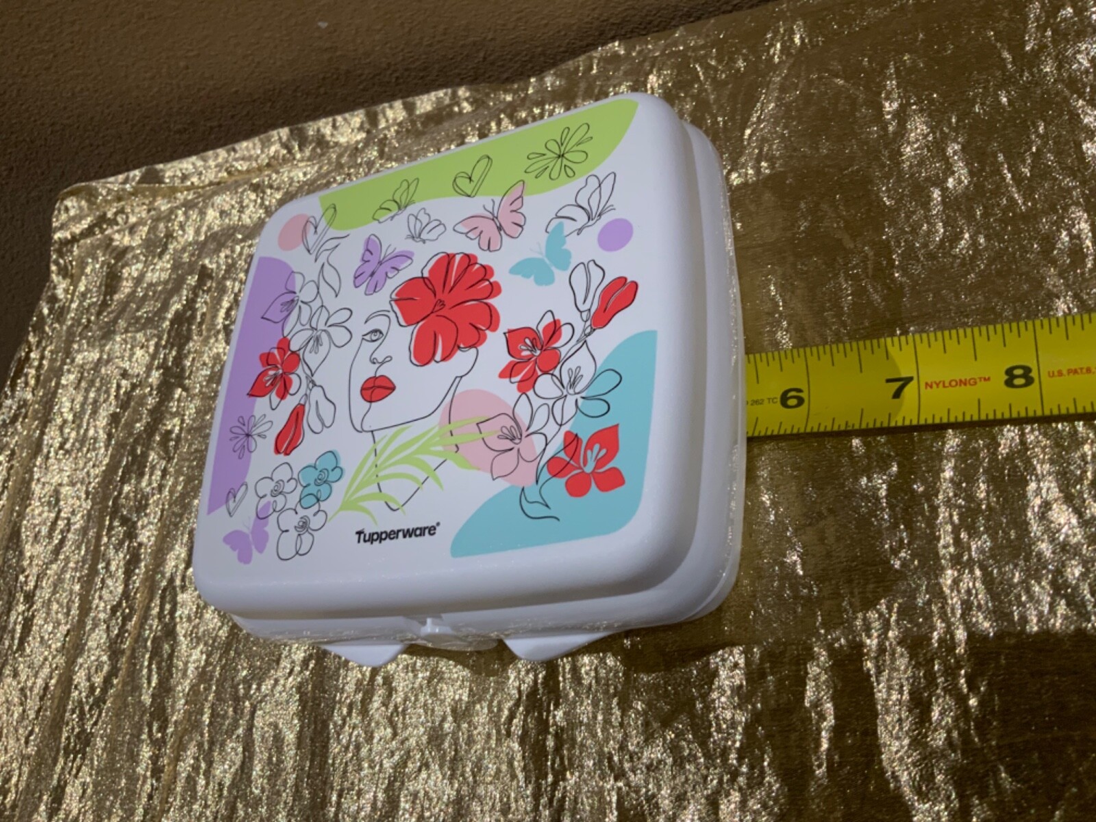 New Tupperware Sandwich Keeper in a Bright and Beautiful Woman of Today Theme