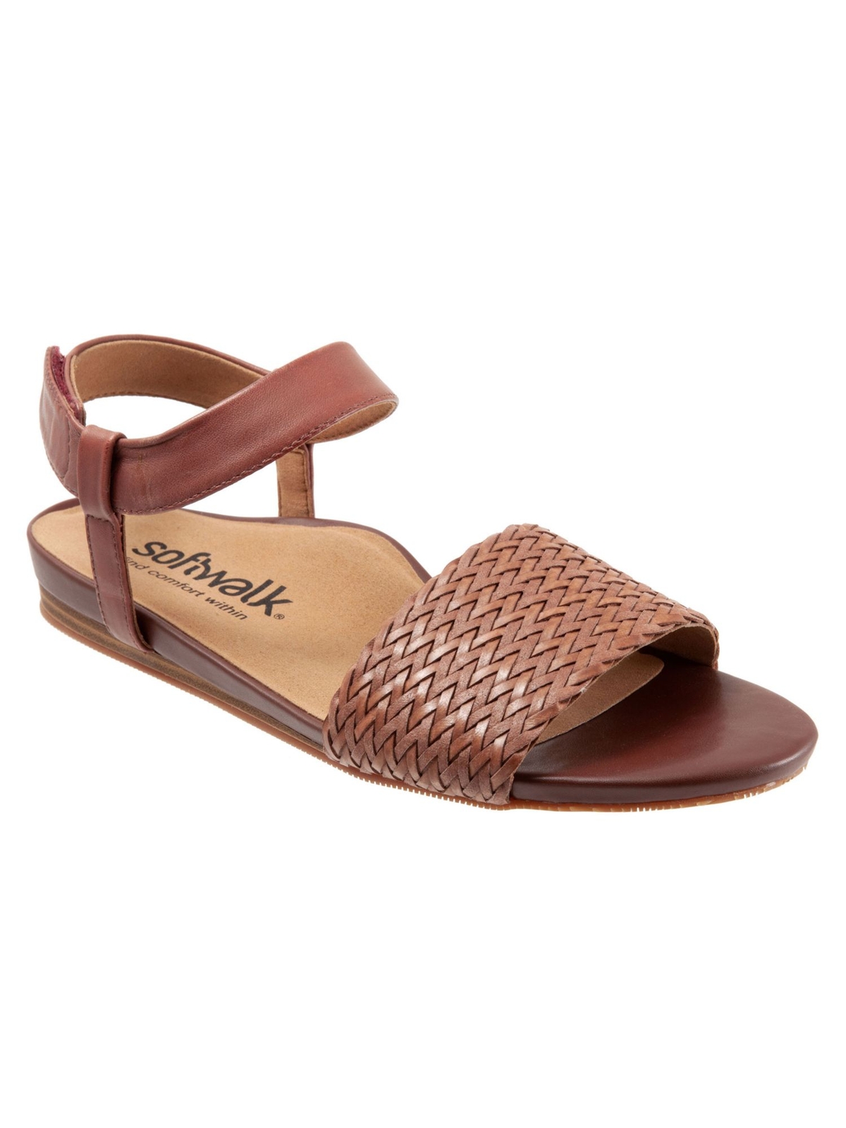 SOFT WALK Женские кожаные сандалии с открытым носком цвета ириски коричневые 11 м 5290₽