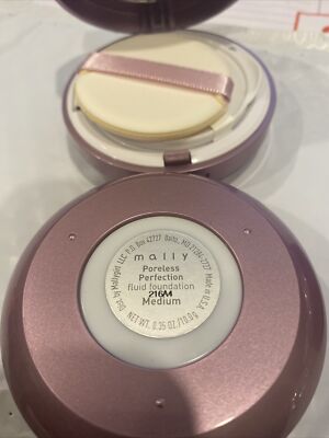 Mally Face Poreless Perfection Fluid Foundation Makeup~ MEDIUM ~2 Compact Set