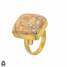 Size 10.5 - Size 12 Adjustable Yellow Merlinite 24K Gold Plated Ring GPR1538