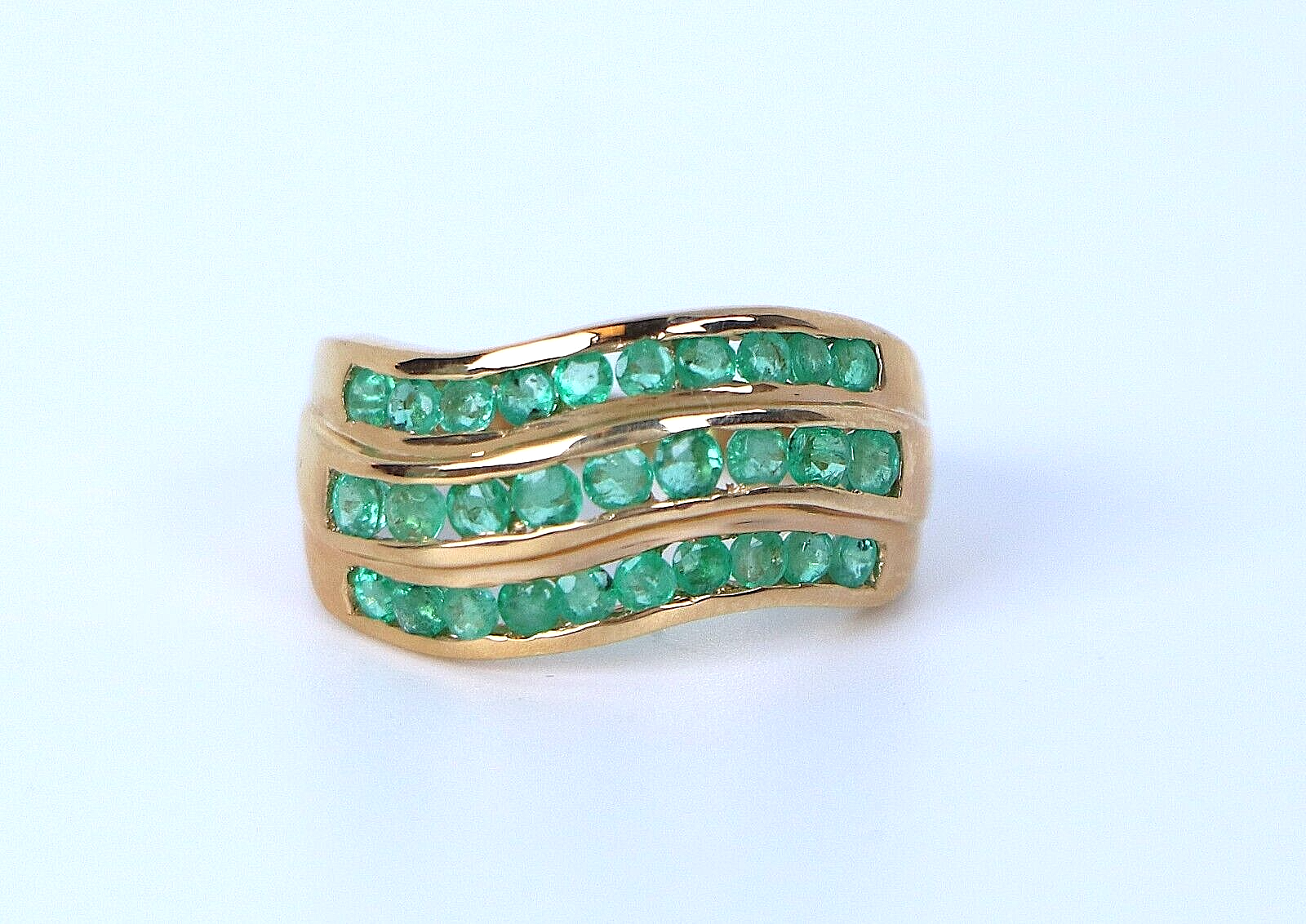 Thl Rings Images $3000 THL 14K Yellow Gold 1.50ct Round Green Emerald Wave Curved Ring ...