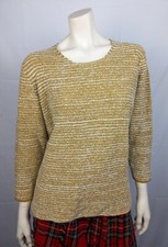 BLU MARY Pullover 40 42 Wolle Mohair Angora Weiß Gelb Gestreift 3/4 Ärmel