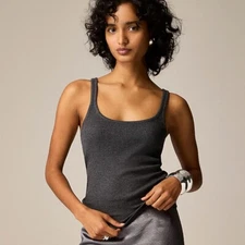 J Crew NWT Fine Rib Racerback Scoopneck Tank Top in BLACK | Sz M