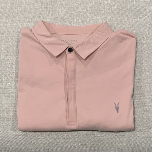 All Saints Brace Polo Shirt Adult XL Regular Fit Pink Salmon
