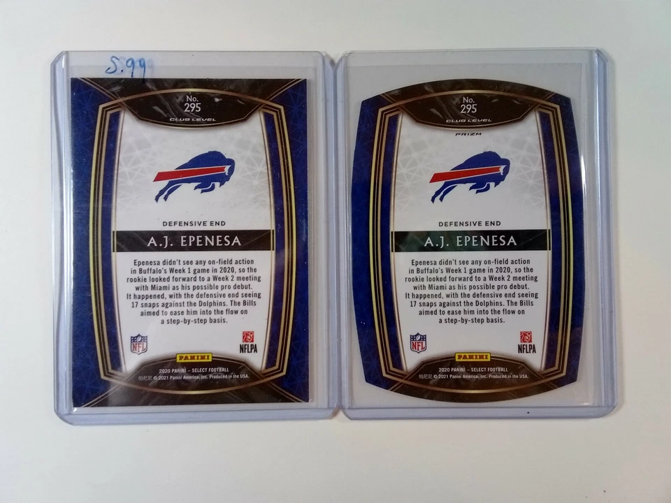 AJ Epenesa RC Club Level Diecut And Base 2020 Panini Select - Image 2 of 2