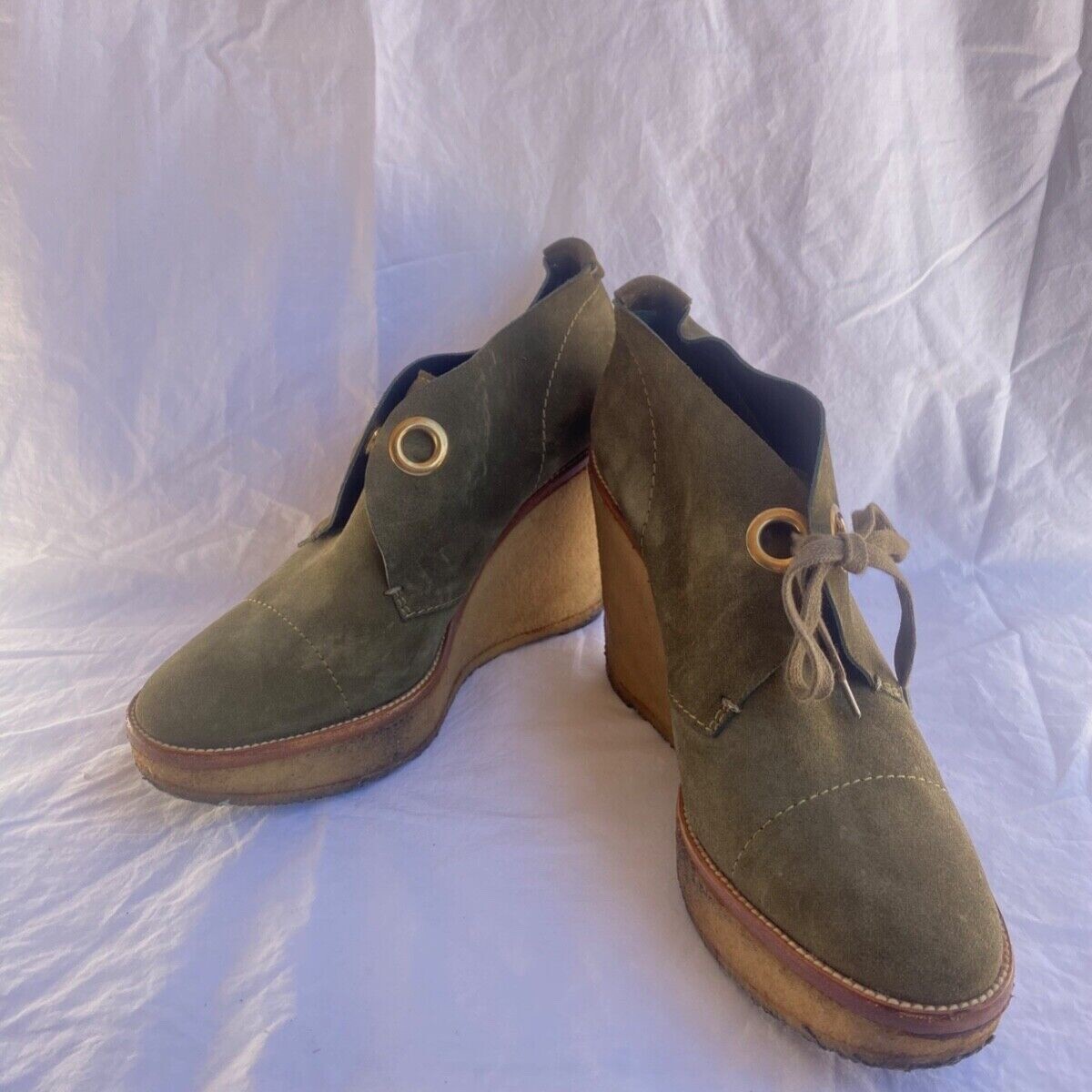 Cunei pelle scamosciata verde Yves Saint Laurent *manca un pizzo*