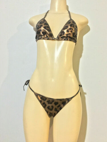 Women Gold Shinny Swimsuit Bikini Beach Dance Clubwear Stripper Triangle set   - Picture 1 of 1