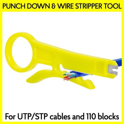 Punch Down + Cable Stripper Tool for 110-Jack Network Cable Cat5e Cat6 RJ45 RJ12