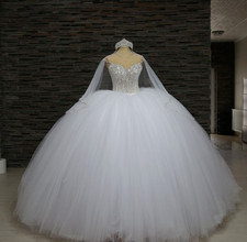 Gorgeous Wedding Dresses Beading White Ivory Tulle Rhinestone Bridal Gowns