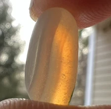 Milky Opalescent w/ Bold Green Inclusion Multi - Real Davenport Beach Sea Glass