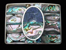 QH13167 VINTAGE 1970s SUN OVER OCEAN SOUTHWESTERN DESIGN ART BELT BUCKLE