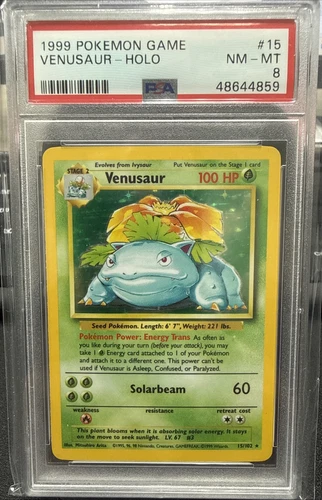 1999 POKEMON BASE SET #15 VENUSAUR-HOLO PSA 8