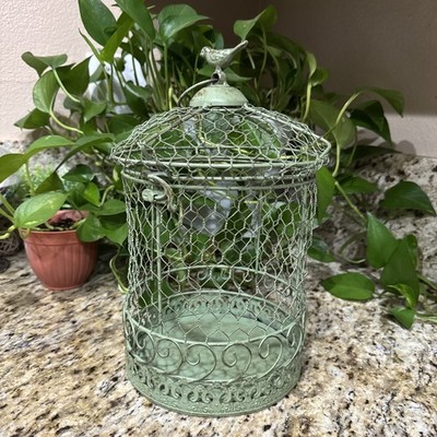 Rustic Farmhouse Green Colored Bird Cage For Decor