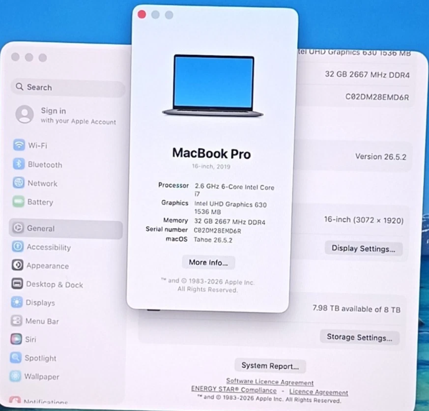 Apple MacBook Pro 16" 2019 · i7 · 32GB · 8TB, photo 3 of 5