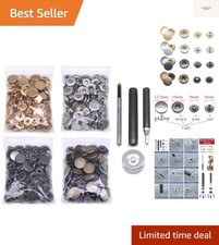 120 Set Leather Snap Fasteners Kit, 10/12.5/15mm Metal Button Snaps Press Stu...