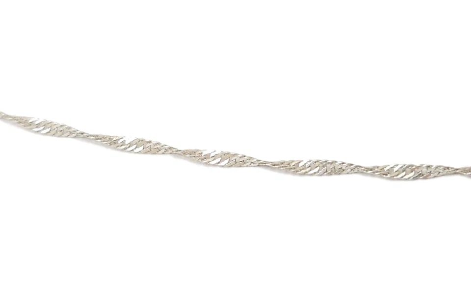 Collar brillante de cadena de eslabones pequeños retorcidos enchapados en oro blanco de 18 quilates real de 18" Foto 2 de 4